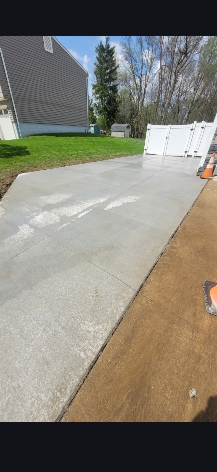 Wide concrete pad